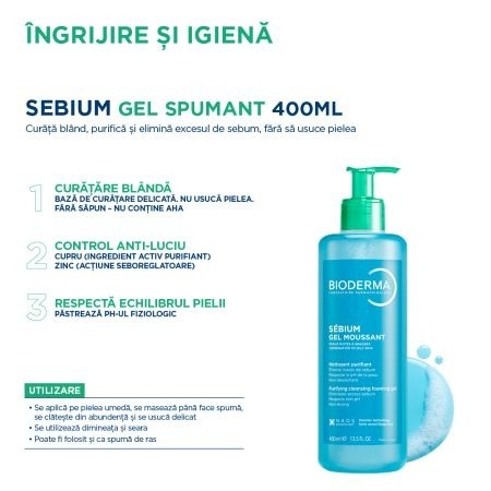 BIODERMA SEBIUM GEL MOUSSANT - 400ml