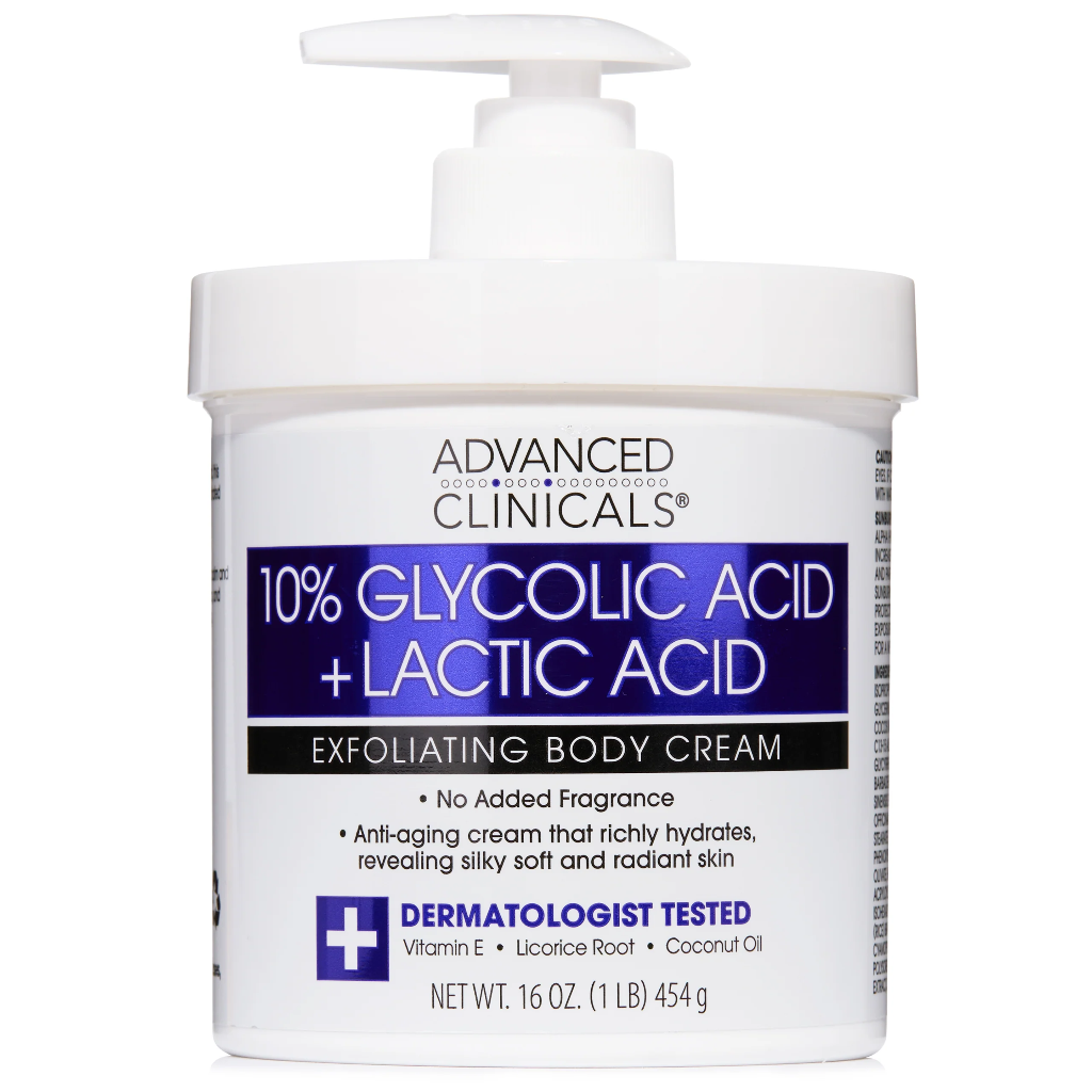 ADVANCED CLINICALS GLYCOLIC LACTIC ACID BODY CREAM 454g